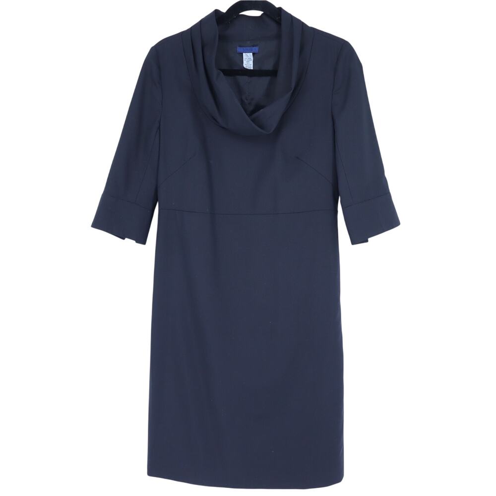 J. CREW Summer Wool Dress Black Cowl Neck Knee Length Women's 4